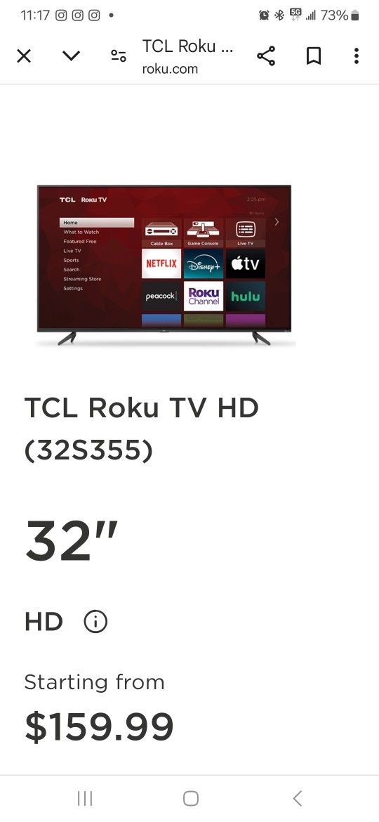 32" TCL Roku Smart TV