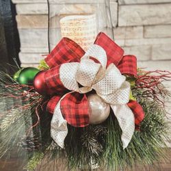 Holiday Candlestick Centerpiece With LED candle New 