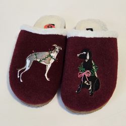 Lands' End Women's Sherpa Lined Clog House Slippers Size 6 NWOT Multi Dogs