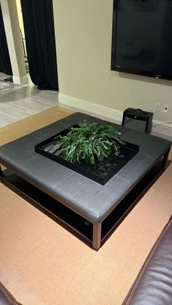 Custom Blue Linen Square Coffee Table