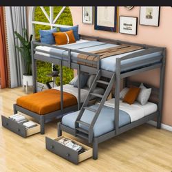 Full Over Twin And Twin Bunk Beds 