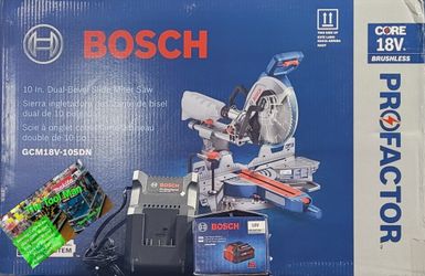 New Bosch Profactor 18v Brushless Cordless 10" Dual Bevel Sliding Compound Miter Saw with 8ah Battery and Charger $475 Firm Pickup Only