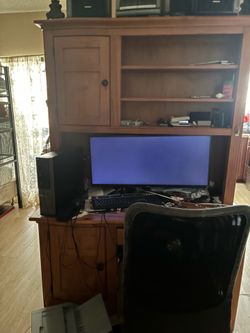 Wooden computer desk