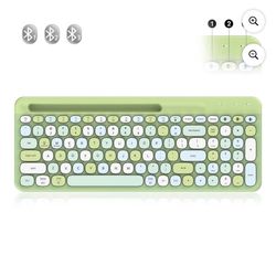 RaceGT Colorful Computer Portable Bluetooth Keyboard, Wireless Mini Compact Retro Typewriter Flexible 100Keys Keyboard Design for Laptop, PC, Notebook