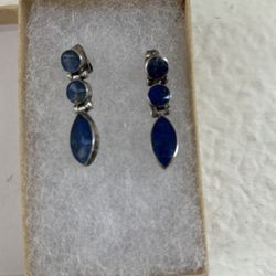 Sterling Silver And Lapis Lazuli Earrings 