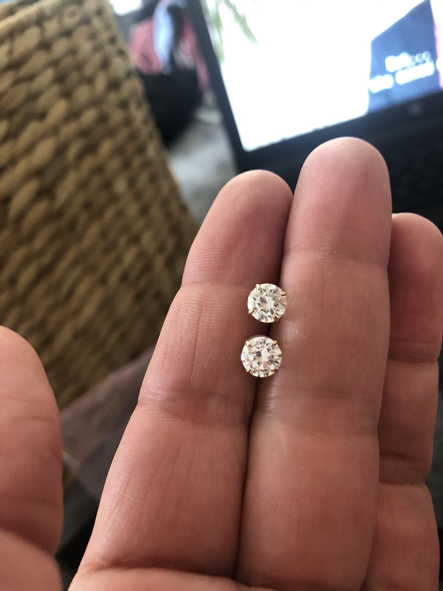 Diamond gold small earrings