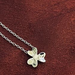 Floral Necklace W/ Moissanite In Sterling Silver 