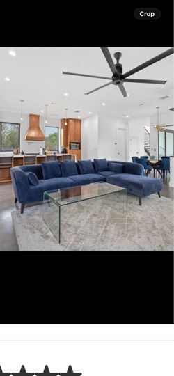 Blue sectional L Couch 122in
