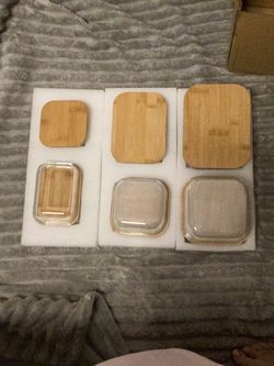 Glass containers w bamboo tops (7 pack)