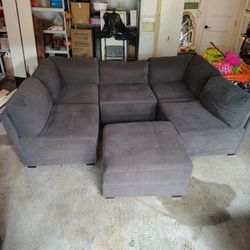 6 Piece Corner Sectional Couch With Ottoman 