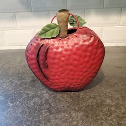 Metal apple latern with trap door for candle 