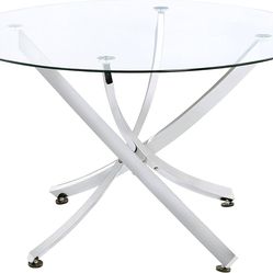 Glass Table Metal Bottom With 4 Chairs