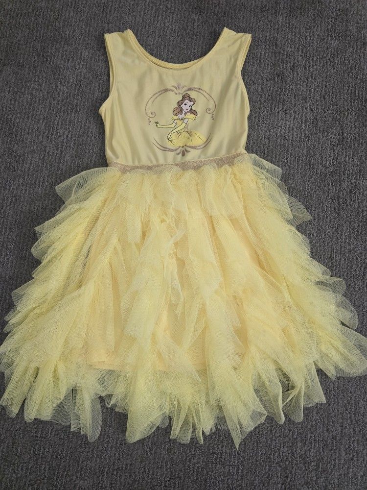 Toddler Girls' Disney Princess Belle Sleeveless Tutu Dress - Yellow 5T