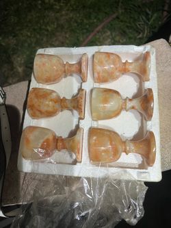 Set of 12 Handmade Natural Onyx Shot Wine/Alcohol Glass Set - 13 Pieces,