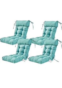 Outdoor Chair Cushion,Tufted Adirondack Patio Chair Cushion,Wicker High Back Outdoor Seat Cushion,Set of 4, 44" L X 21" W X 4" H (4 Pack)，Sea Green