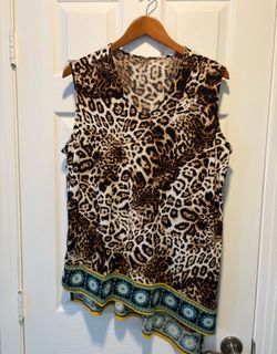 East 5th leopard print sleeveless top women’s size XL - Simi Valley