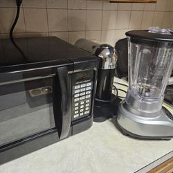 Kitchen Set, Microwave, Blender, And Coffee Machine