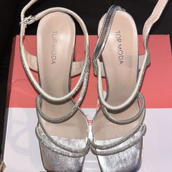 Women’s Top Moda Silver Sequence High Heels