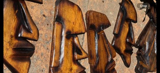 Tiki / Hand-Carved Wooden Moai Wall Art / Easter Island