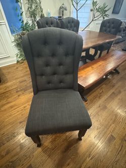 Gray Tufted Dining Chairs (6)