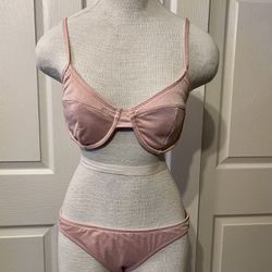 Xhilaration Bikini 2-Piece-Medium Swimsuit Pink with silvery shimmer. Pre-owned