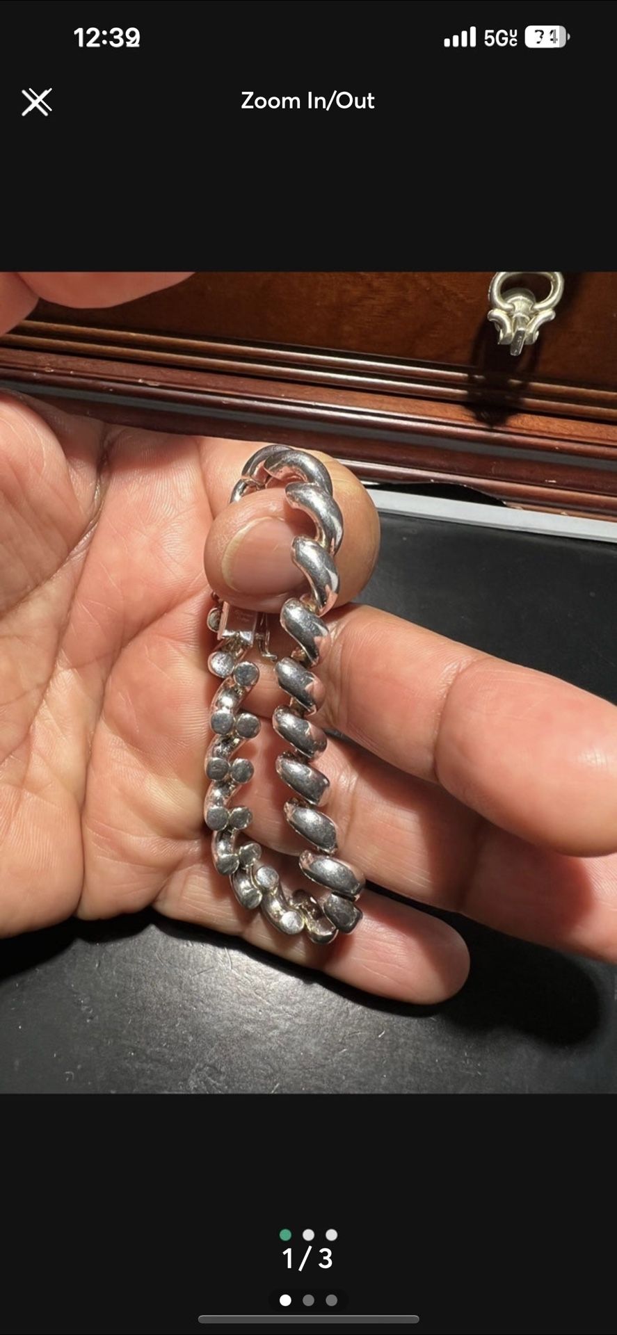 HEAVY SOLID STERLING SILVER BRACELET SIZE 7.5