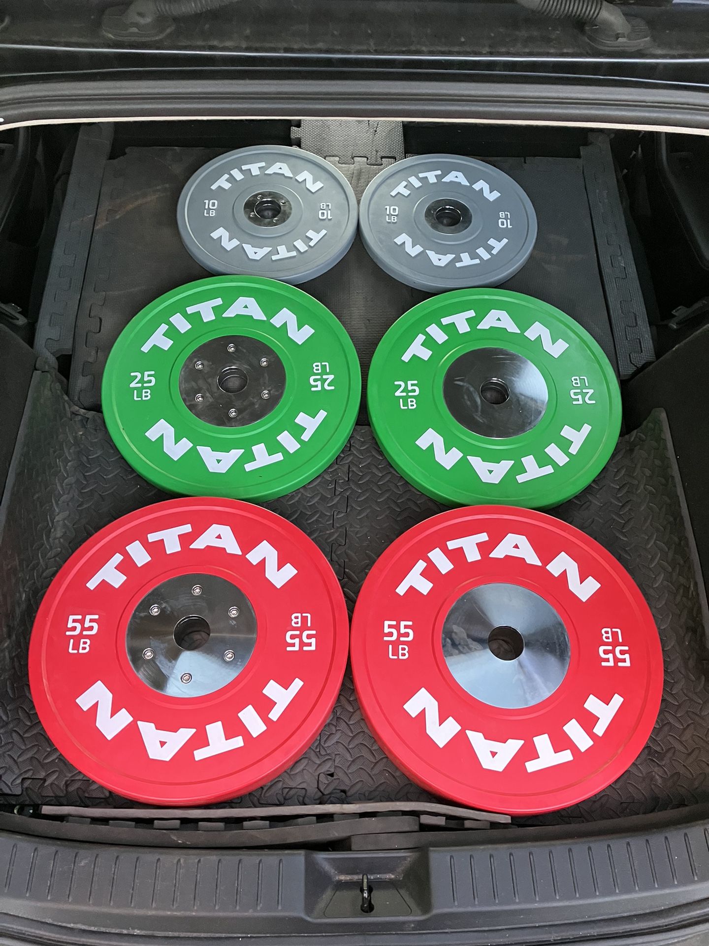 180lbs Titan Elite Color Competition Olympic 2" Bumper Weight Plates weights plate 55lb 25lb 10lb Fitness weightlifting 