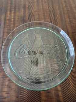 Vintage 13 in. COCA-COLA COKE Green Pebble Glass Serving Tray Platter
