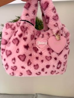 Juicy Couture Pink Fluffy Heart Print Bag