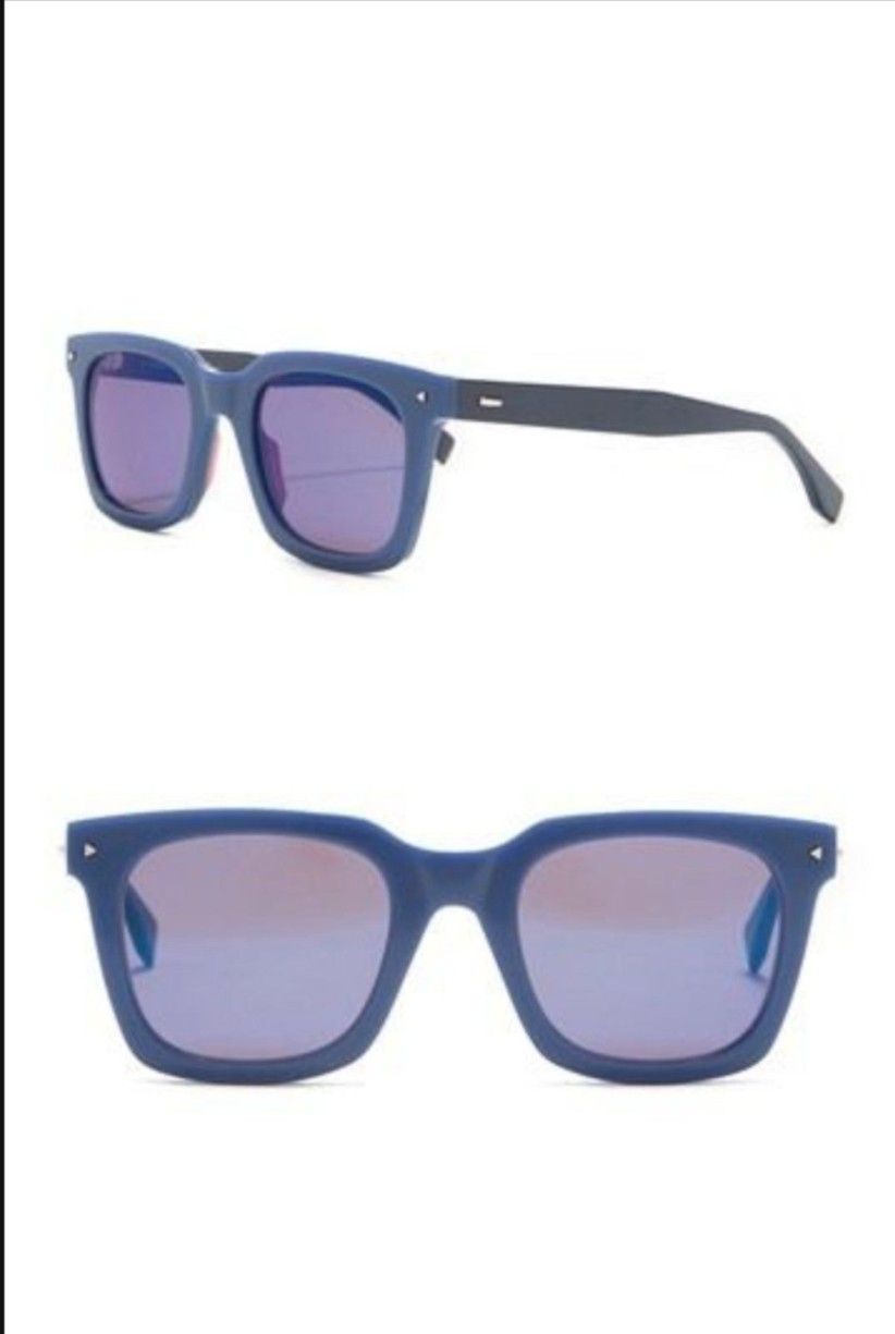 FENDI 49mm Square Unisex Sunglasses Blue/0PJP-XT MADE IN ITALY