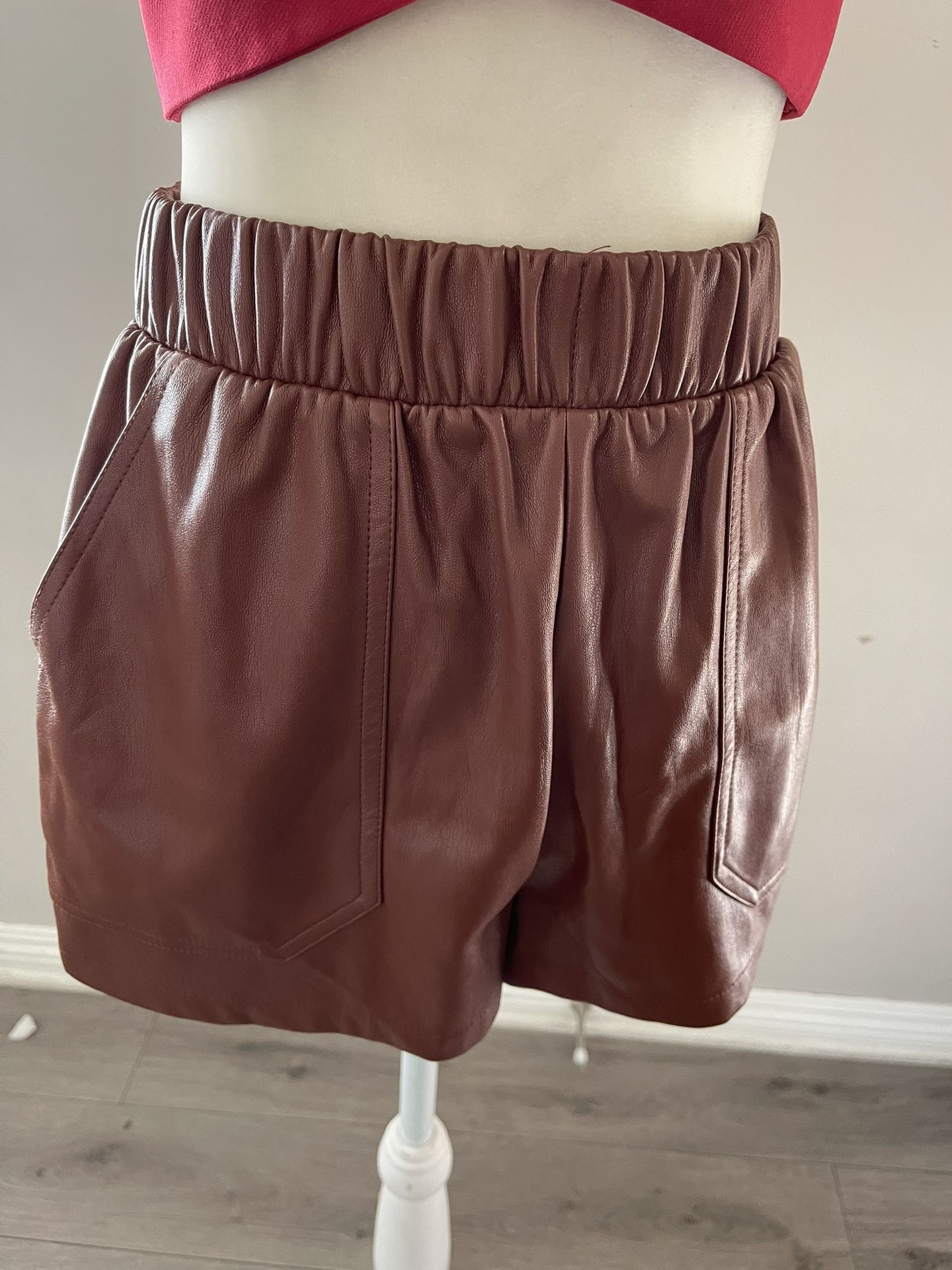 Steve Madden Brown Leather Shorts - Size Small