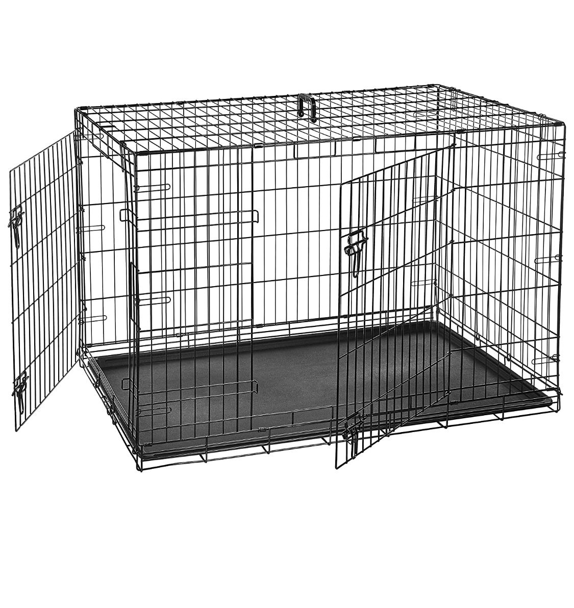 Single-Door & Double-Door Folding Metal Dog or Pet Crate Kennel with Tray cover and bed