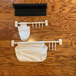 IKEA Black Shelf & 2 Wooden Hanging Rods