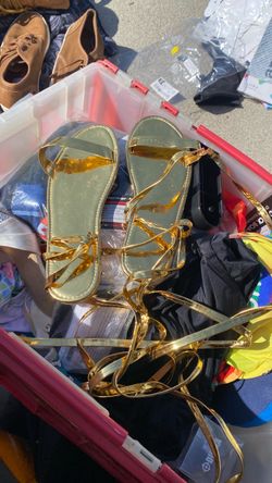 Gold Roman lace up sandals
