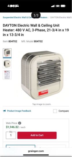 DAYTON 480volt, 3-phase Electric Heater New (open Box)