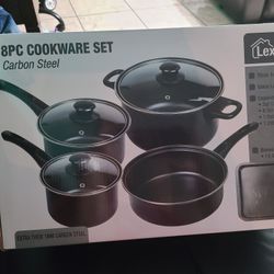 Brand New Lexi Home 8 Piece Carbon Steel Cookware Set