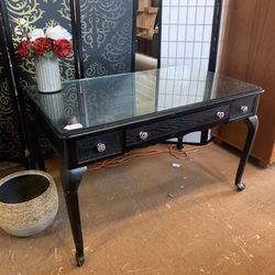 Black Desk w/ Glass