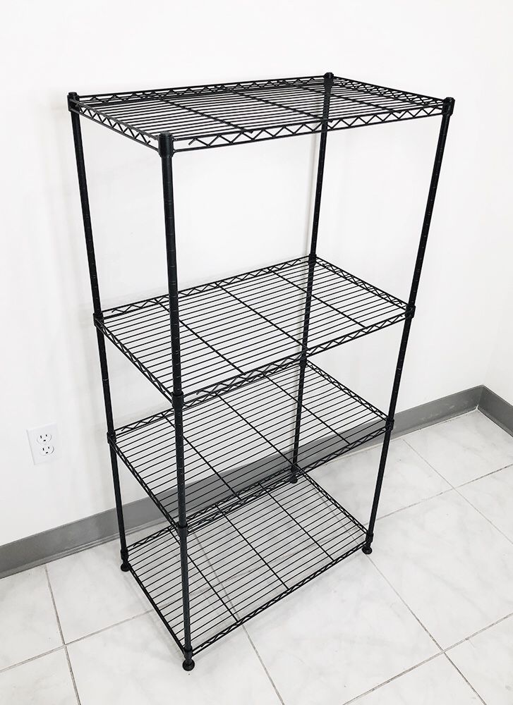 New $35 Small Metal 4-Shelf Shelving Storage Unit Wire Organizer Rack Adjustable Height 24x14x48”