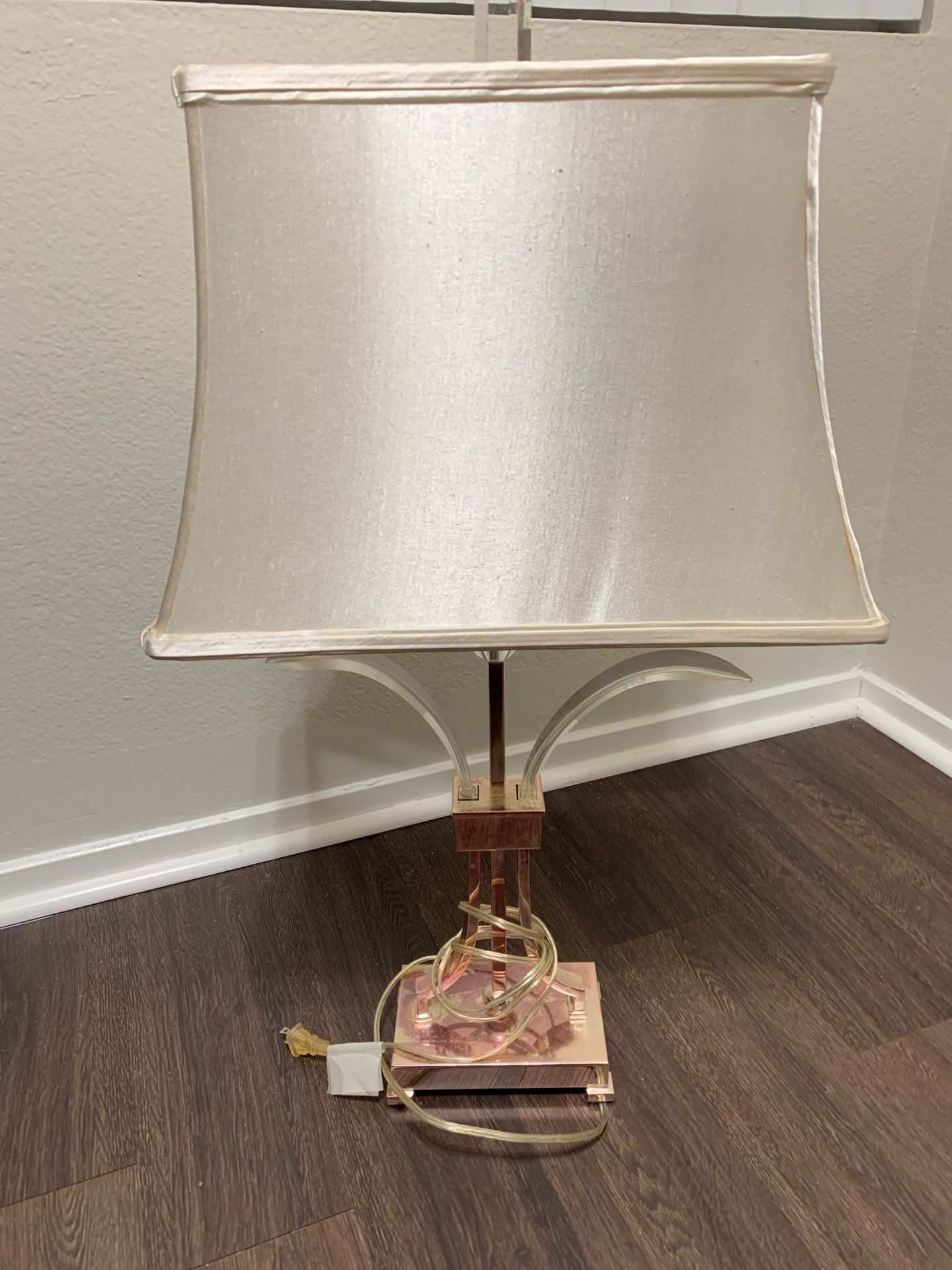 Antique brass rose gold lamp with authentic Crystal accents
