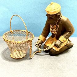 Rare Capuchin with Basket Figurine