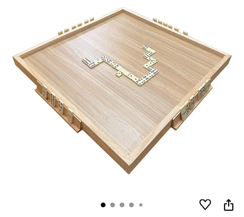 Wood Domino Table Top Solid Wood with Portable Built-in Dominoes Holders Full Size Portable and Works on Any Flat Surface - Easy Stora