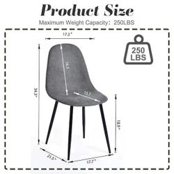 🪑 Set of 2 Gray Suede Dining Chairs
