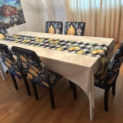Dining Table With 6 Chairs Convertible To 4 Seater