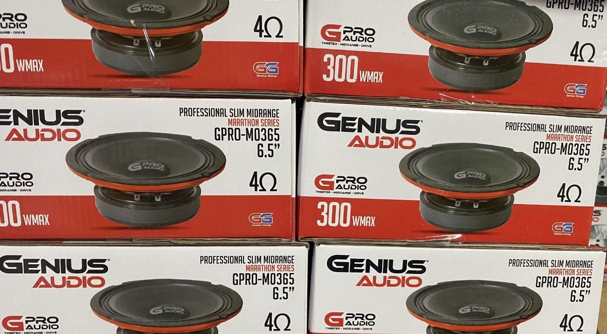 New 6.5” Genius Audio Slim Shallow Mount Midrange Loud Speaker $35 Each