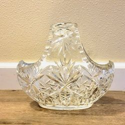 Easter Decor - Vintage Beautiful Cut Crystal Basket - Pinwheel Design