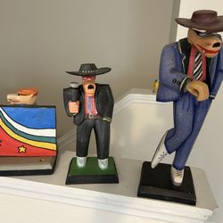 Coyote Man Hand Carved Wooden Sculptures 