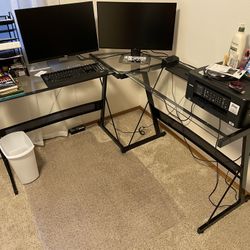 Corner Glass Computer Table