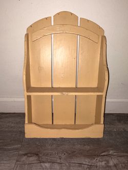 Tan rustic wooden shelf