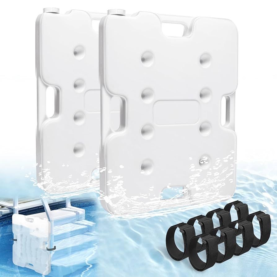 2PCS 22.5" x 18" Extra Large Swimming Pool Ladder Weights, HDPE Swimming Pool Step Weights Holds 90lbs, Pool Weights for Ladders for Easy Step System,