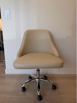Tan Rolling Leather Chair